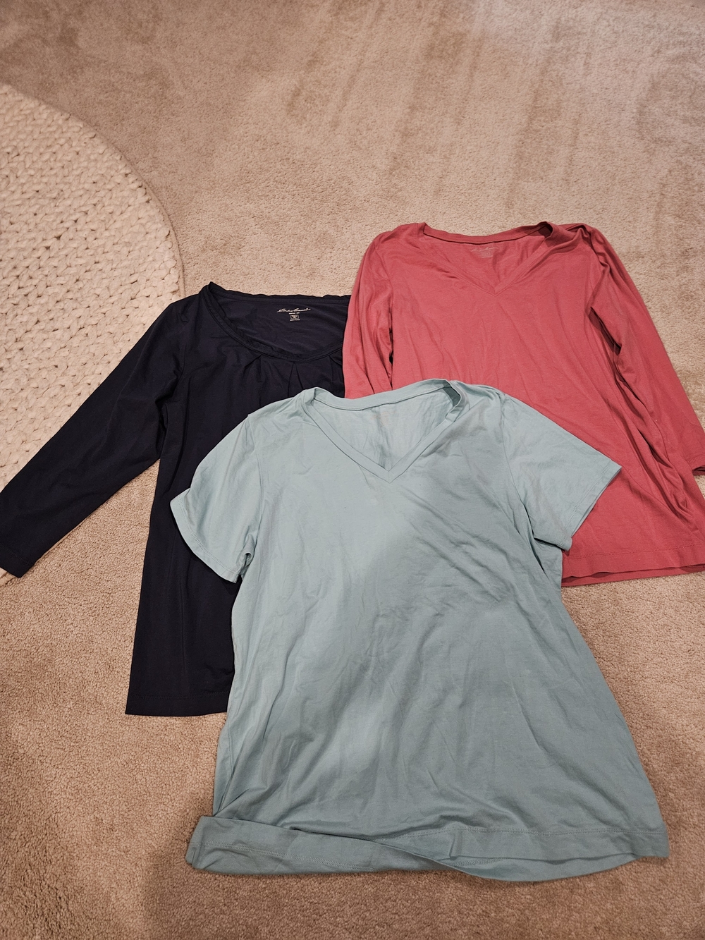 Sey Of 3 Eddie BAUER TXL  - Light Blue, Navy & Rose, Soft Stretchy Assorted